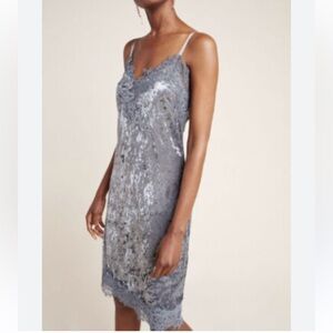NWT Porridge Anthropologie Tessie Grey
Crushed Velvet Lace Slip Dress S Party